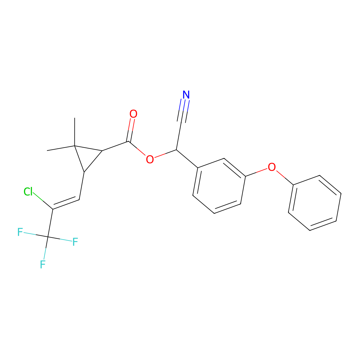 Cyhalothrin molecular structure, CAS 68085-85-8