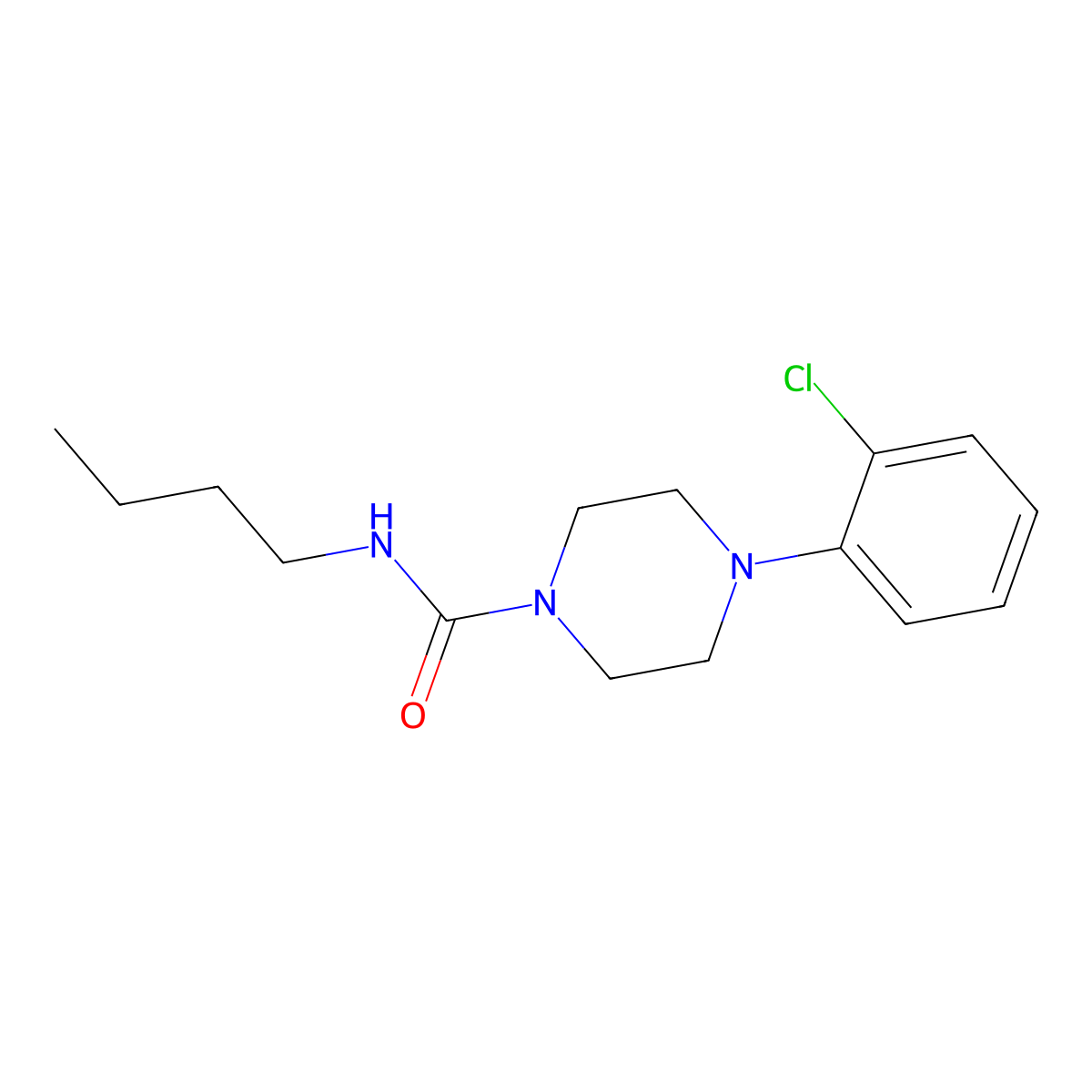 N-butyl-4-(2-chlorophenyl)piperazine-1-carboxamide molecular structure, CAS 680868-58-0