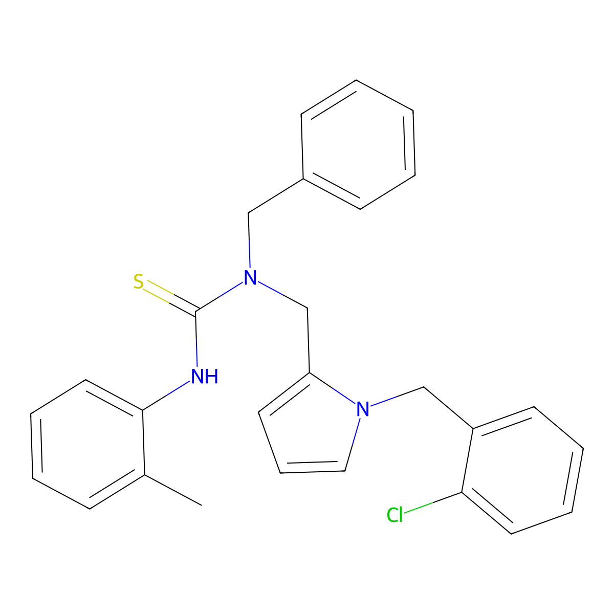 1-Benzyl-1-[[1-[(2-chlorophenyl)methyl]pyrrol-2-yl]methyl]-3-(2-methylphenyl)thiourea molecular structure, CAS 6809-13-8