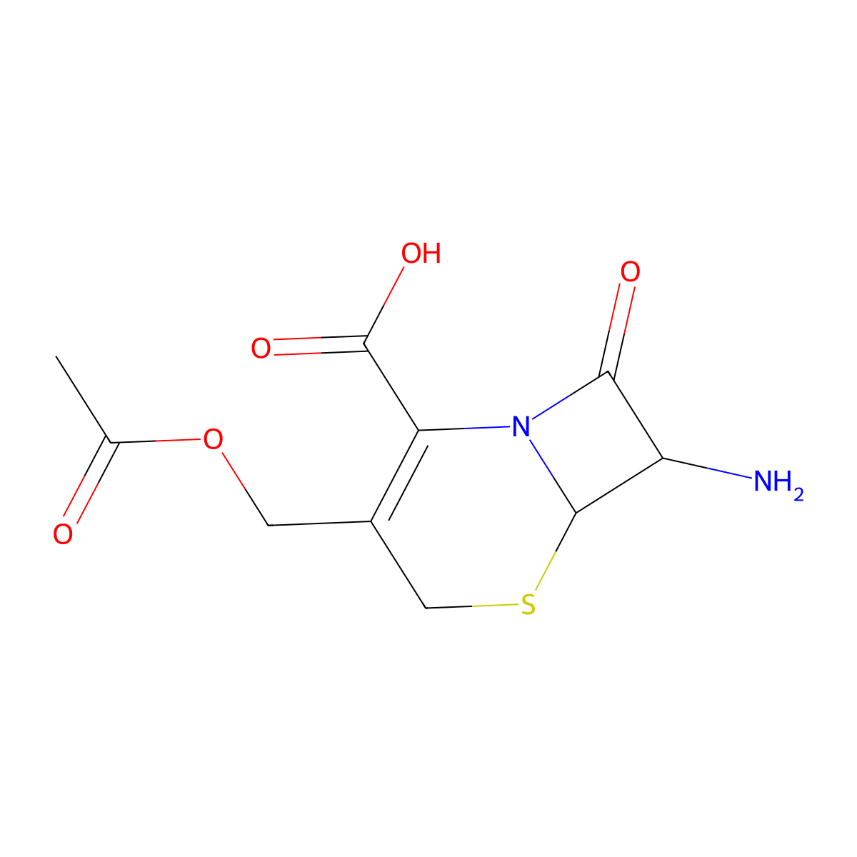 3-((Acetyloxy)methyl)-7-amino-8-oxo-5-thia-1-azabicyclo(4.2.0)oct-2-ene-2-carboxylic acid molecular structure, CAS 68090-55-1