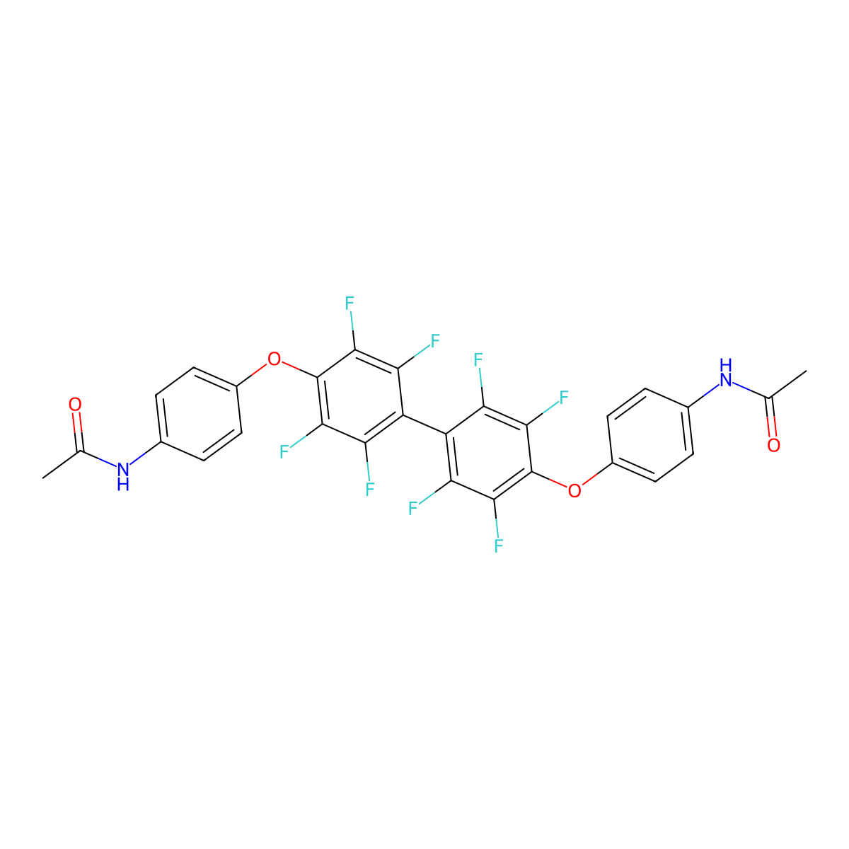 N-[4-[4-[4-(4-acetamidophenoxy)-2,3,5,6-tetrafluorophenyl]-2,3,5,6-tetrafluorophenoxy]phenyl]acetamide molecular structure, CAS 68090-66-4