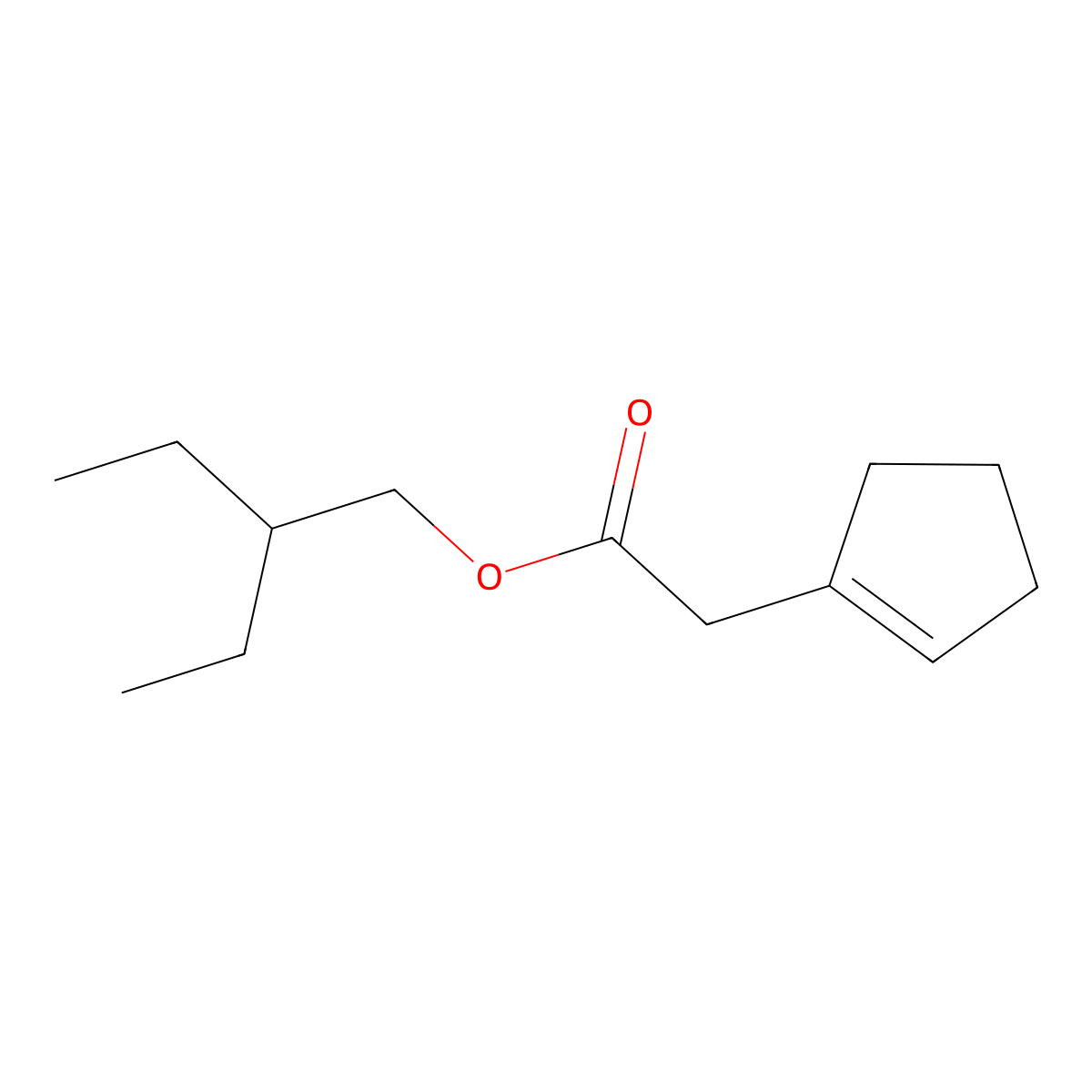 1-Cyclopentene-1-acetic acid, 2-ethylbutyl ester molecular structure, CAS 68092-41-1
