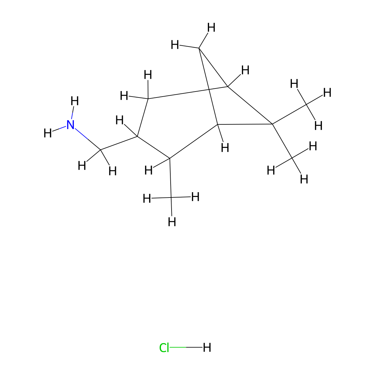 Bicyclo[3.1.1]heptane-3-methanamine, 2,6,6-trimethyl-, hydrochloride (1:1) molecular structure, CAS 68092-54-6