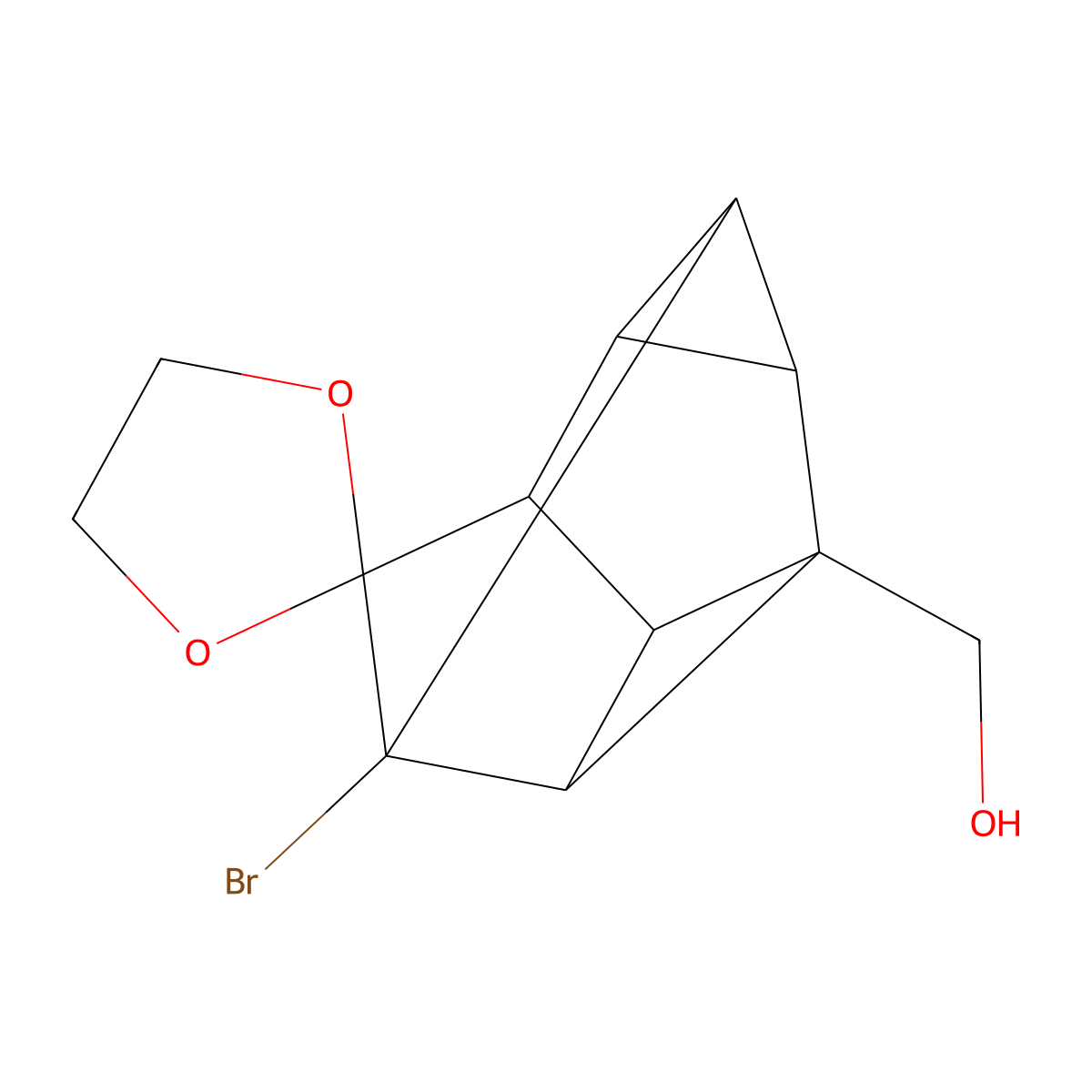 (1-Bromospiro{pentacyclo[4.3.0.0~2,4~.0~3,8~.0~5,7~]nonane-9,2'-[1,3]-dioxolane}-4-yl)methanol molecular structure, CAS 68093-30-1