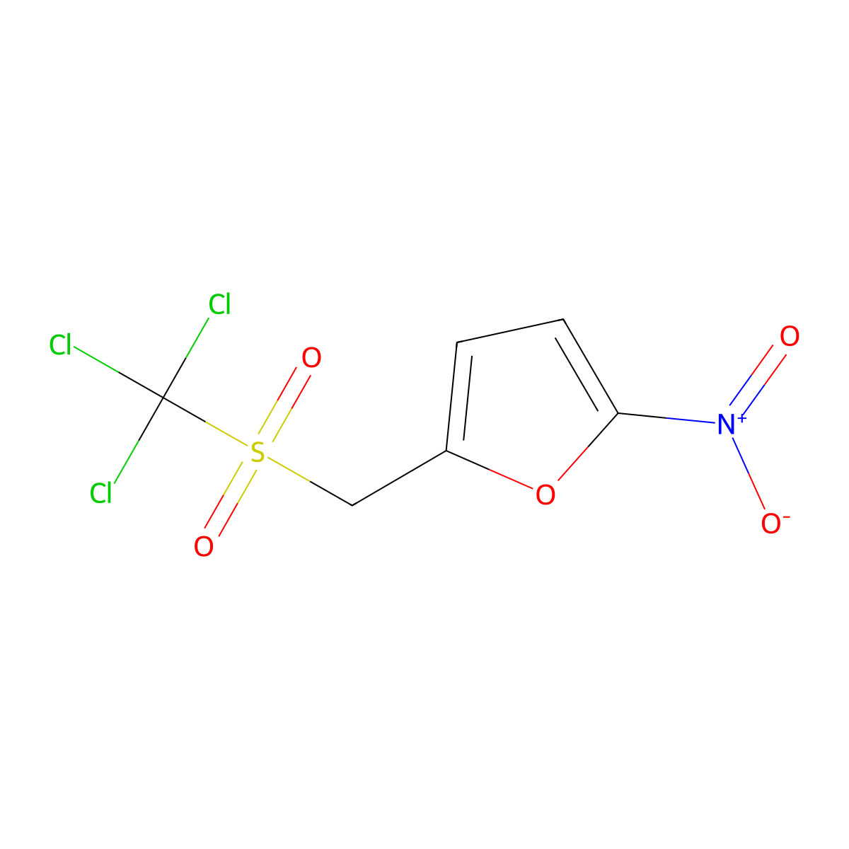 2-Nitro-5-(trichloromethylsulfonylmethyl)furan molecular structure, CAS 68095-64-7