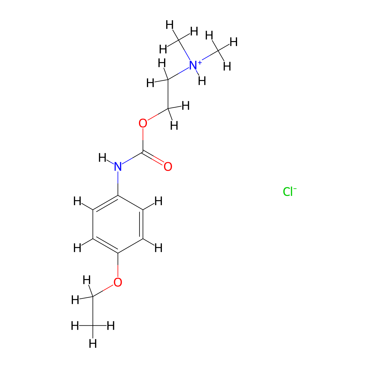 Carbanilic acid, p-ethoxy-, 2-(dimethylamino)ethyl ester, hydrochloride molecular structure, CAS 68097-50-7