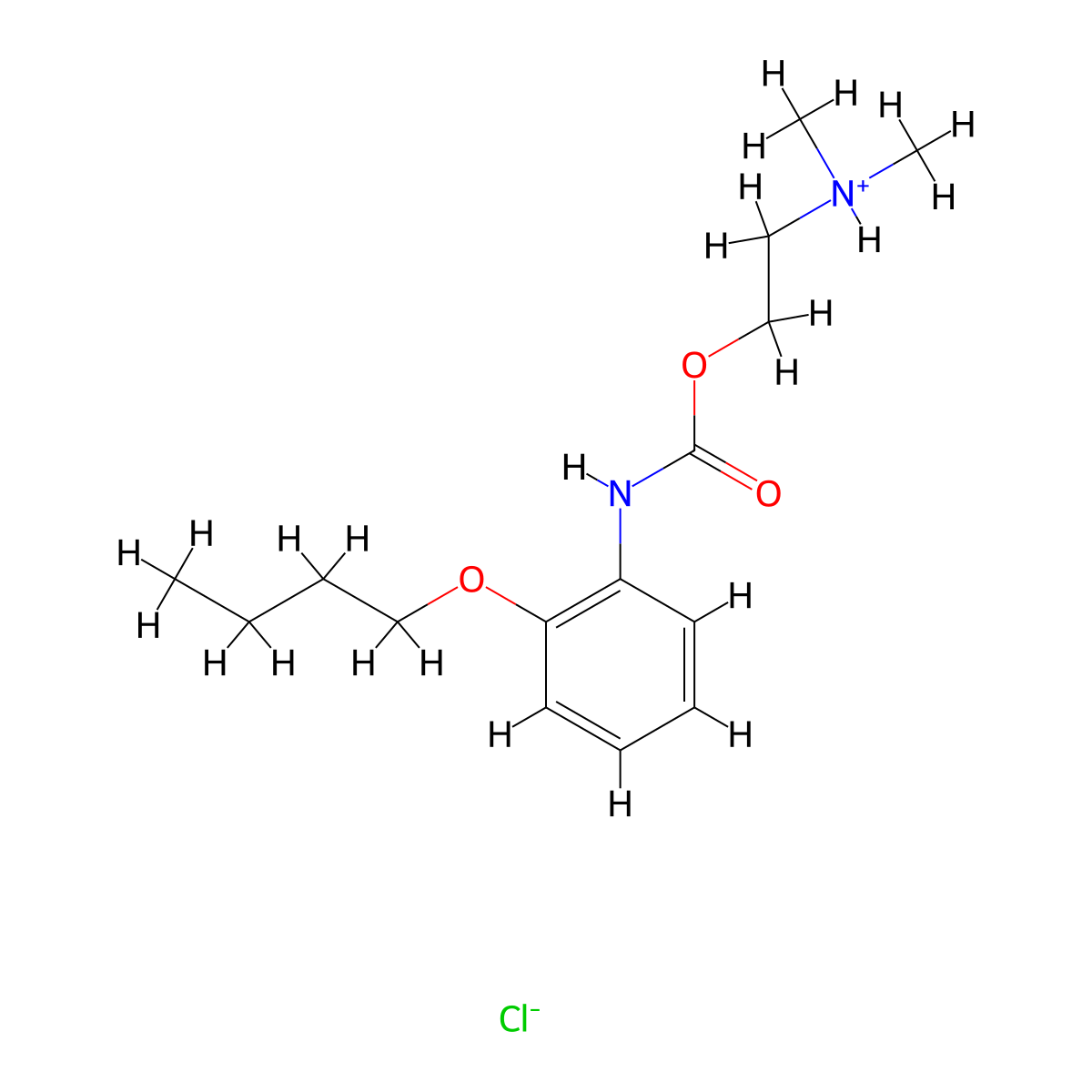 2-(Dimethylamino)ethyl hydrogen (2-butoxyphenyl)carbonimidate--hydrogen chloride (1/1) molecular structure, CAS 68097-54-1