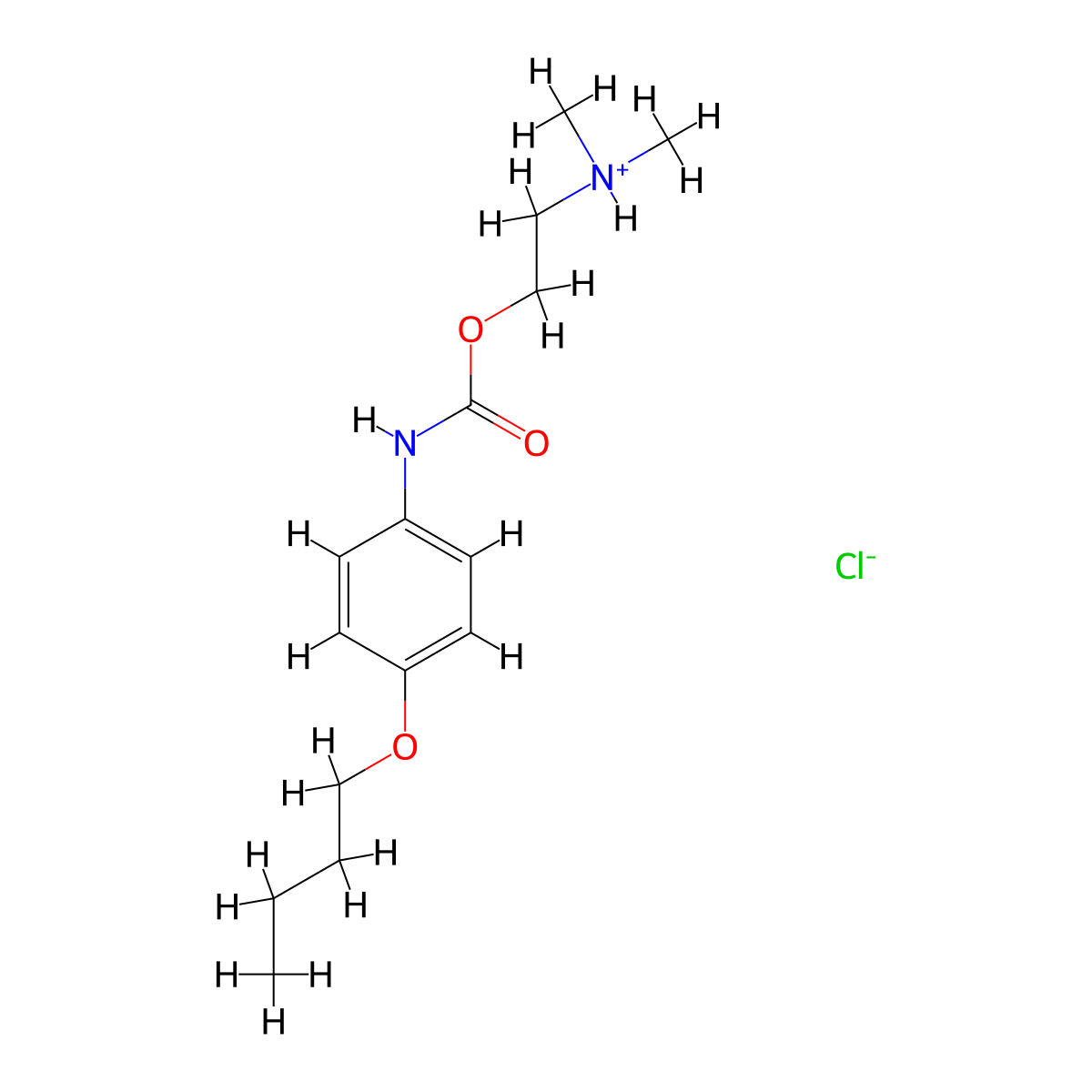 2-(Dimethylamino)ethyl (4-butoxyphenyl)carbamate--hydrogen chloride (1/1) molecular structure, CAS 68097-56-3
