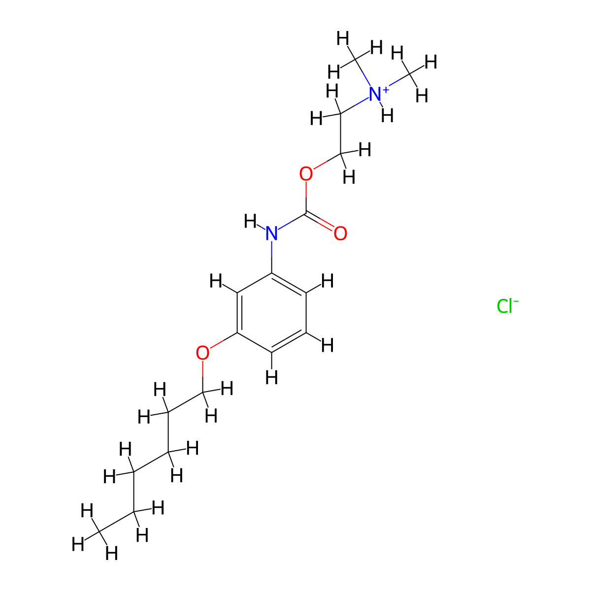 Carbanilic acid, m-hexyloxy-, 2-(dimethylamino)ethyl ester, hydrochloride molecular structure, CAS 68097-61-0