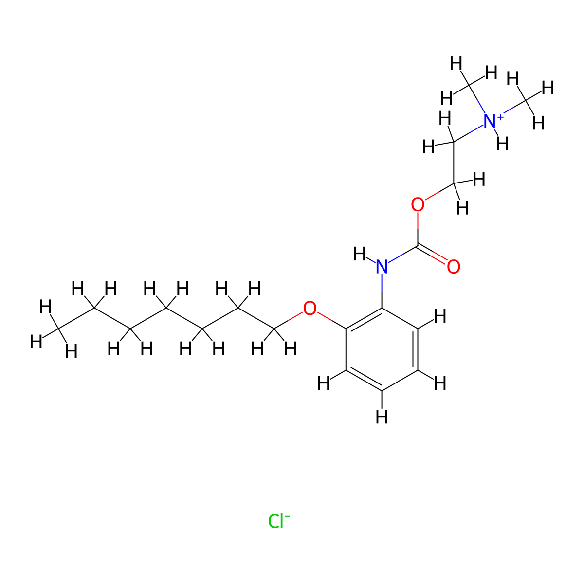 Carbanilic acid, o-heptyloxy-, 2-(dimethylamino)ethyl ester, hydrochloride molecular structure, CAS 68097-62-1