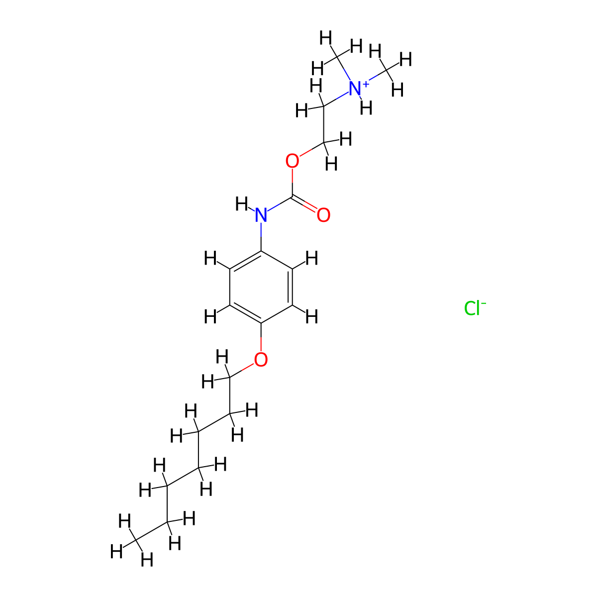 Carbanilic acid, p-heptyloxy-, 2-(dimethylamino)ethyl ester, hydrochloride molecular structure, CAS 68097-64-3
