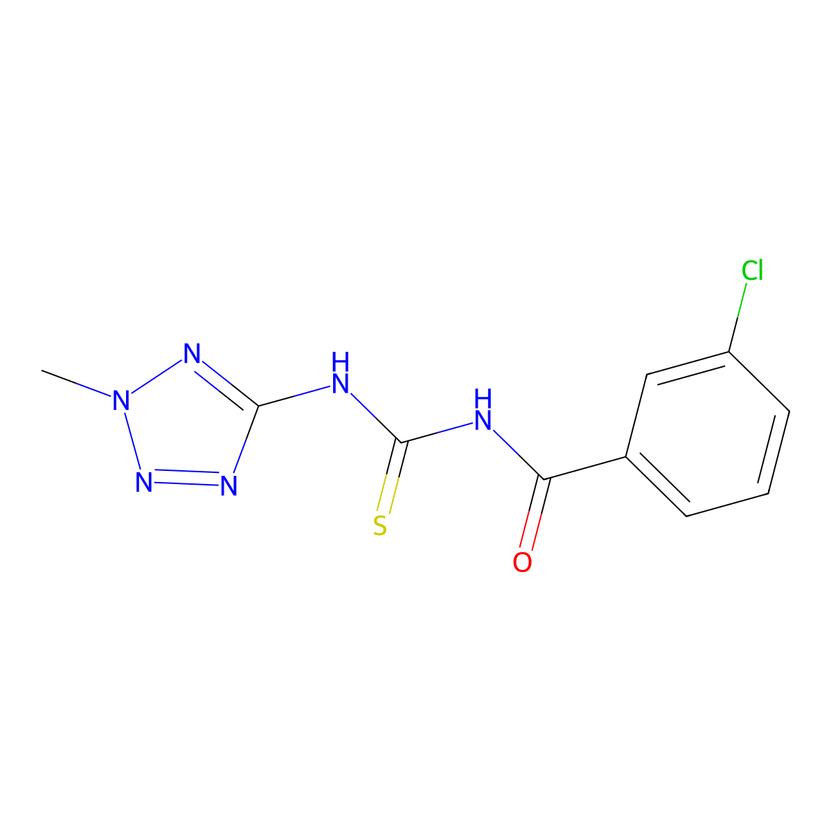 3-chloro-N-[(2-methyltetrazol-5-yl)carbamothioyl]benzamide molecular structure, CAS 680982-39-2