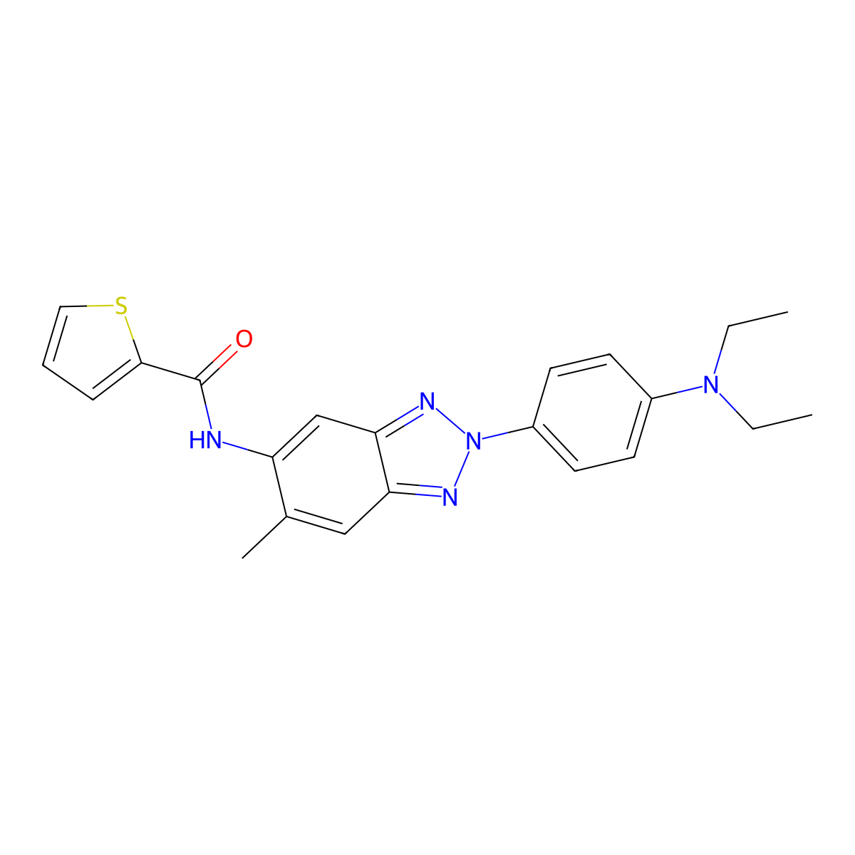 N-[2-[4-(diethylamino)phenyl]-6-methylbenzotriazol-5-yl]thiophene-2-carboxamide molecular structure, CAS 680982-75-6