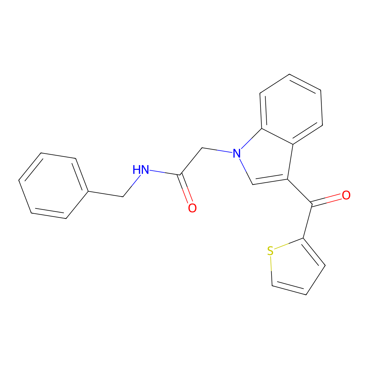 N-benzyl-2-[3-(thiophene-2-carbonyl)indol-1-yl]acetamide molecular structure, CAS 680989-29-1