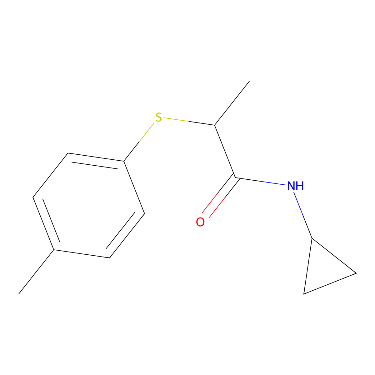 N-cyclopropyl-2-[(4-methylphenyl)sulfanyl]propanamide molecular structure, CAS 680989-70-2