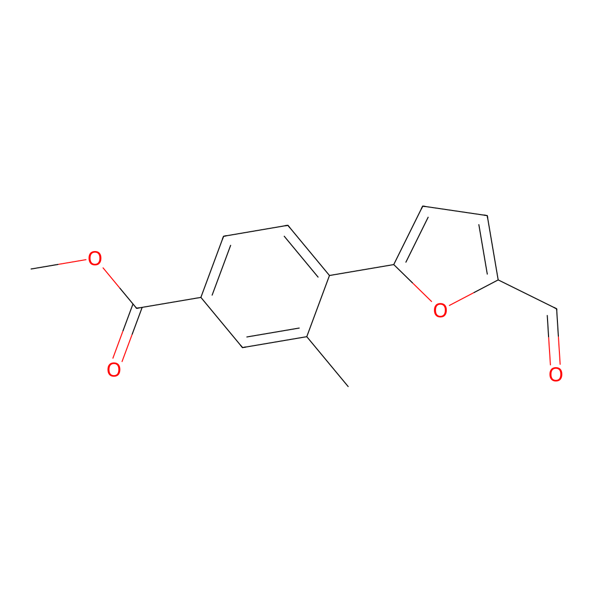 Methyl 4-(5-formylfuran-2-yl)-3-methylbenzoate molecular structure, CAS 680989-76-8