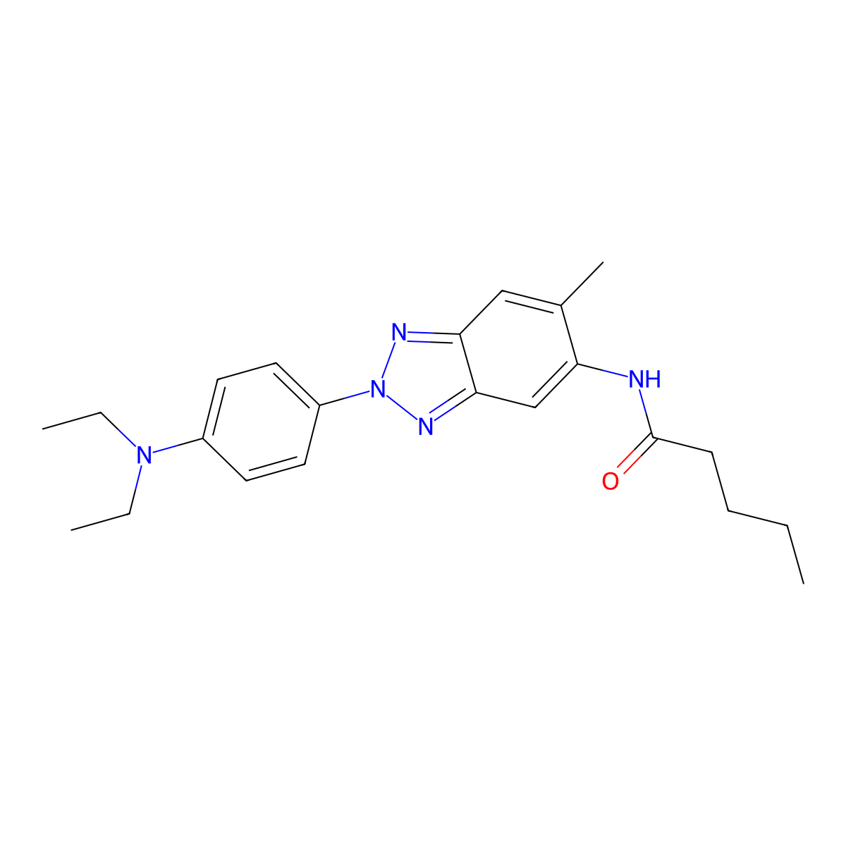 N-[2-[4-(diethylamino)phenyl]-6-methylbenzotriazol-5-yl]pentanamide molecular structure, CAS 680989-85-9