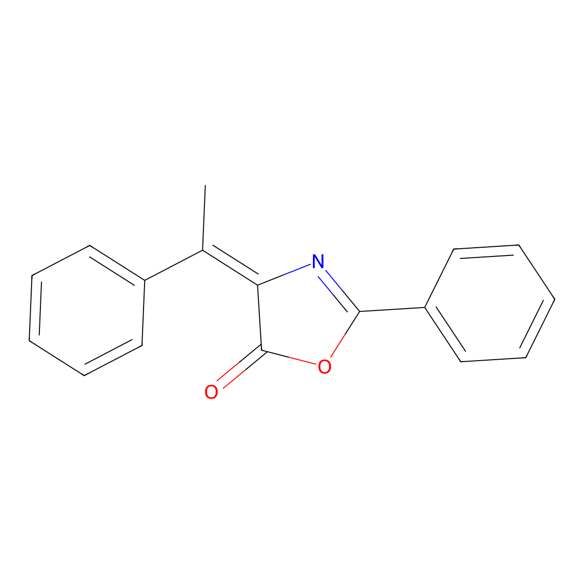 (E)-2-Phenyl-4-(1-phenylethylidene)oxazol-5(4H)-one molecular structure, CAS 68099-99-0