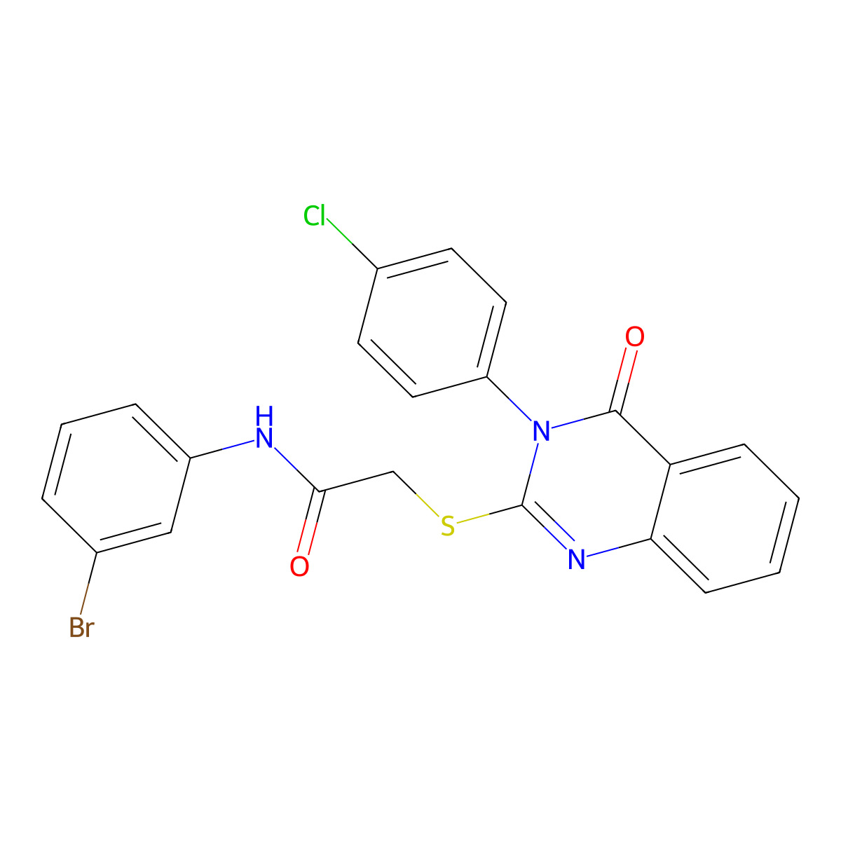 N-(3-BR-PH)-2-((3-(4-CL-Phenyl)-4-oxo-3,4-dihydro-2-quinazolinyl)thio)acetamide molecular structure, CAS 680992-00-1