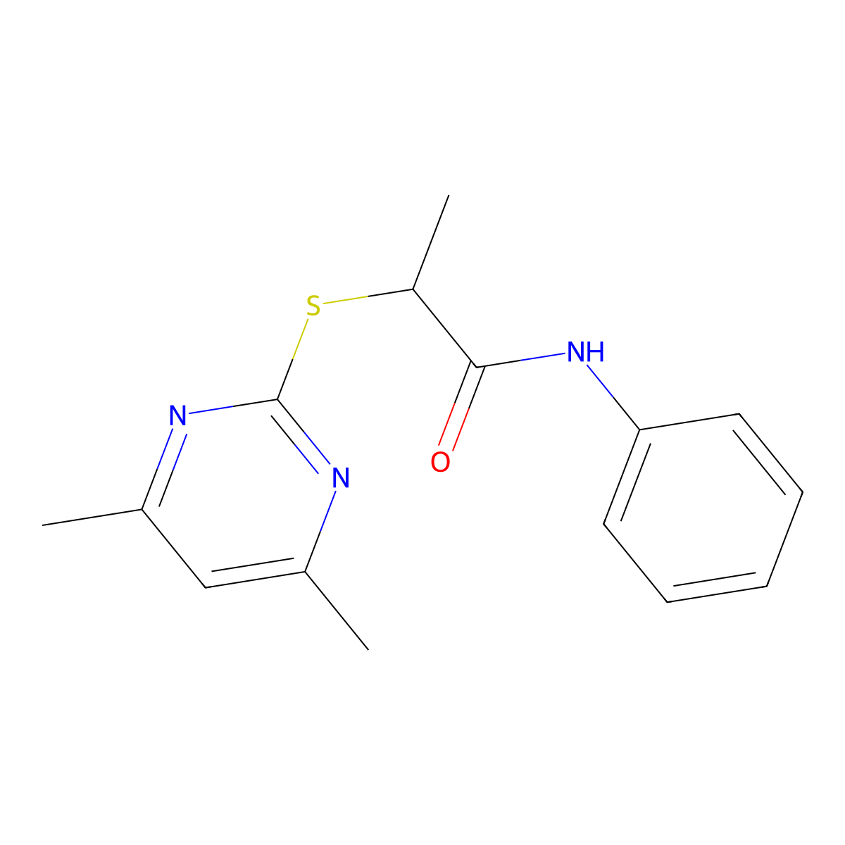 2-[(4,6-dimethylpyrimidin-2-yl)sulfanyl]-N-phenylpropanamide molecular structure, CAS 680995-82-8