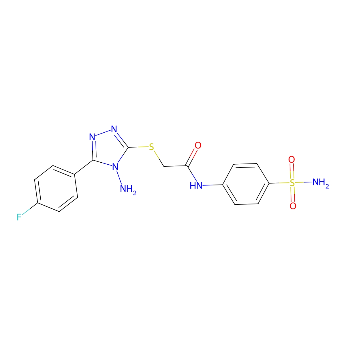 2-[4-amino-5-(4-fluorophenyl)(1,2,4-triazol-3-ylthio)]-N-(4-sulfamoylphenyl)ac etamide molecular structure, CAS 680995-91-9