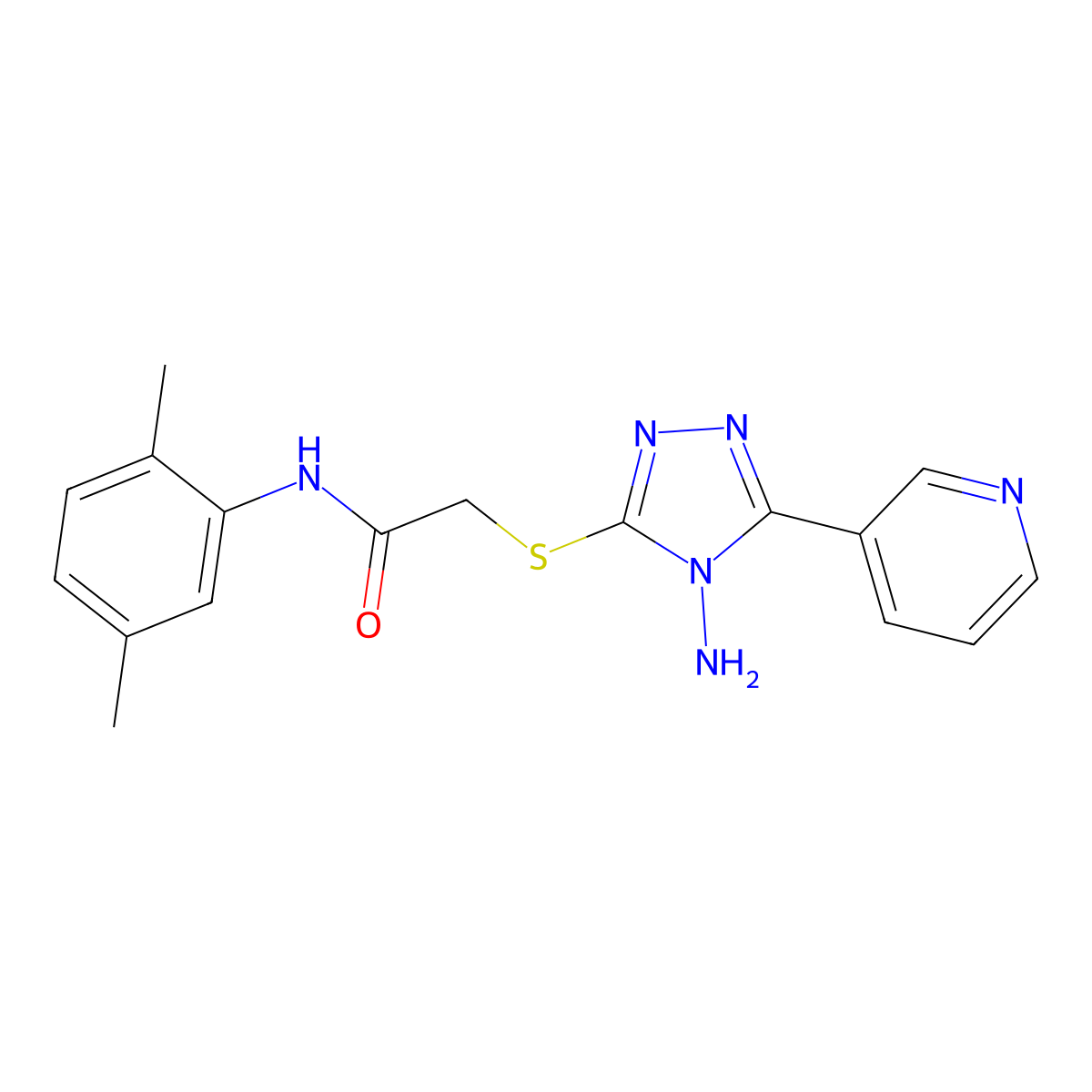 2-{[4-amino-5-(pyridin-3-yl)-4H-1,2,4-triazol-3-yl]sulfanyl}-N-(2,5-dimethylphenyl)acetamide molecular structure, CAS 680996-03-6