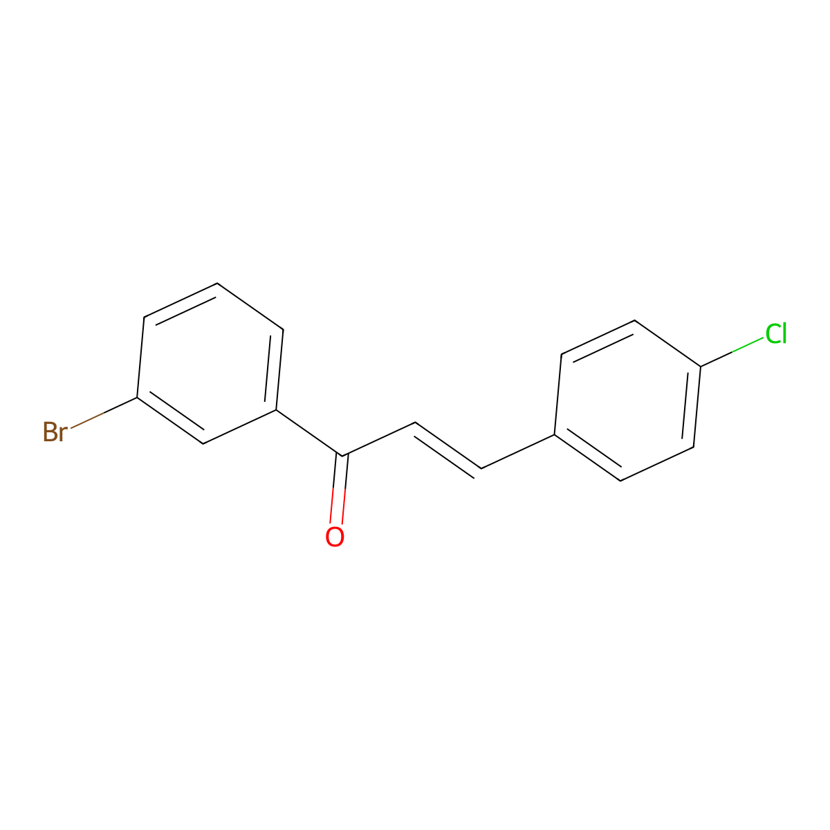 (2E)-1-(3-Bromophenyl)-3-(4-chlorophenyl)prop-2-en-1-one molecular structure, CAS 680997-47-1