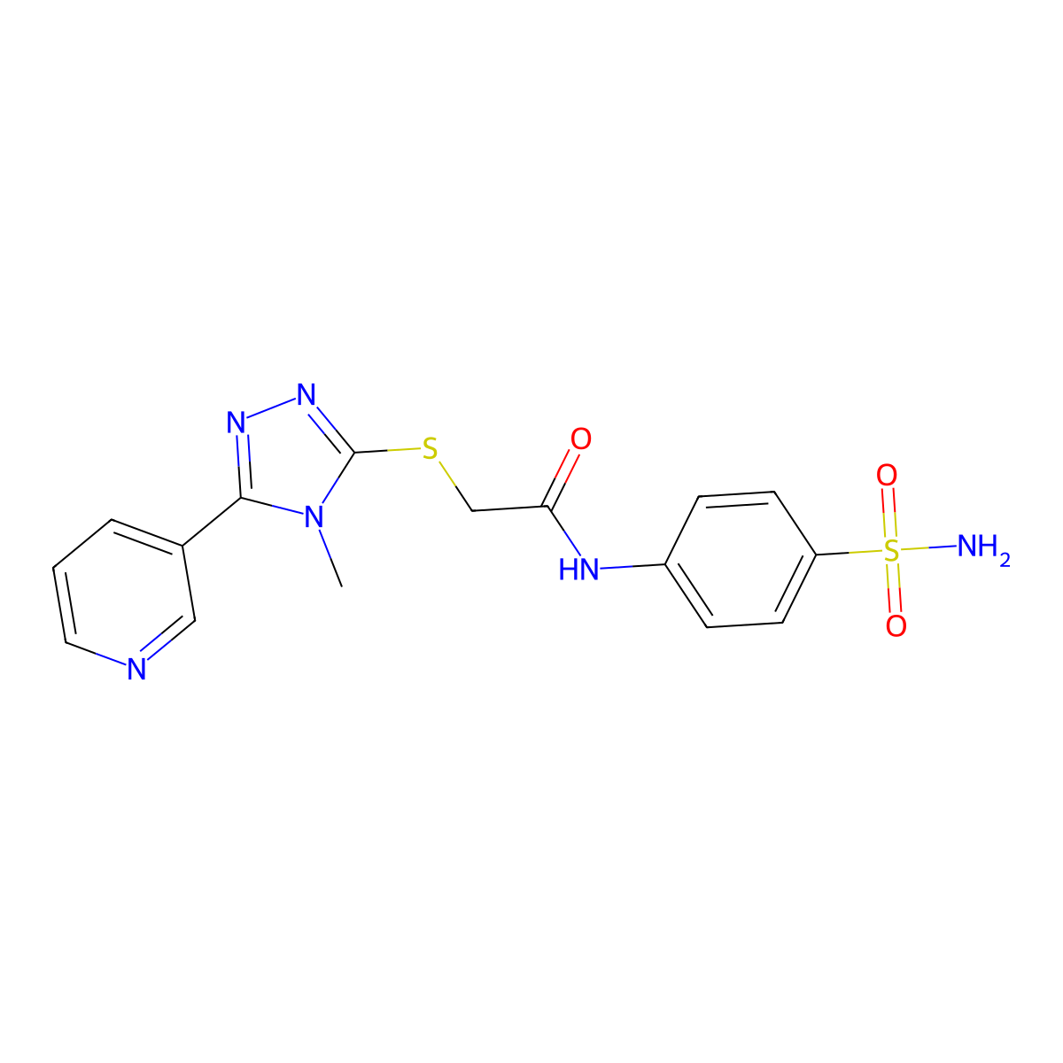 2-{[4-methyl-5-(pyridin-3-yl)-4H-1,2,4-triazol-3-yl]sulfanyl}-N-(4-sulfamoylphenyl)acetamide molecular structure, CAS 680998-24-7
