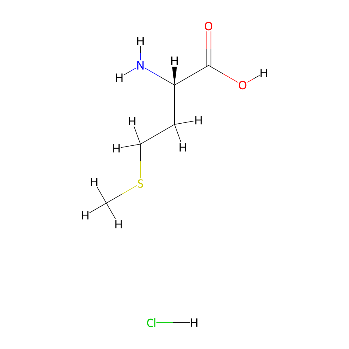 Methionine hydrochloride molecular structure, CAS 6810-12-4