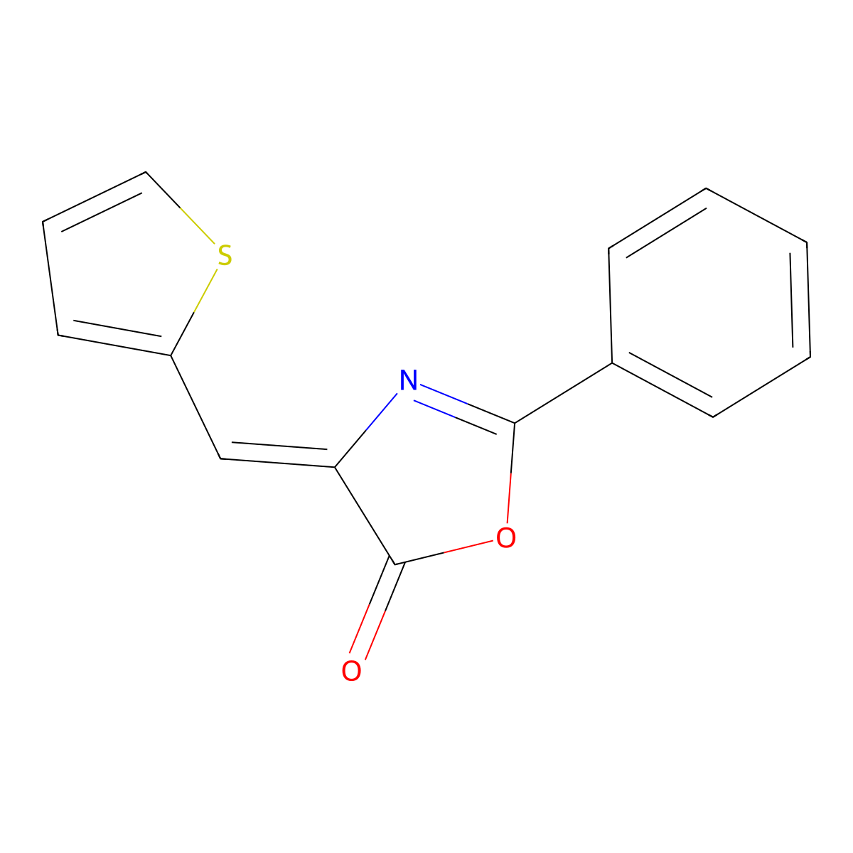 2-Phenyl-4-(thiophen-2-ylmethylidene)-1,3-oxazol-5(4h)-one molecular structure, CAS 68100-05-0