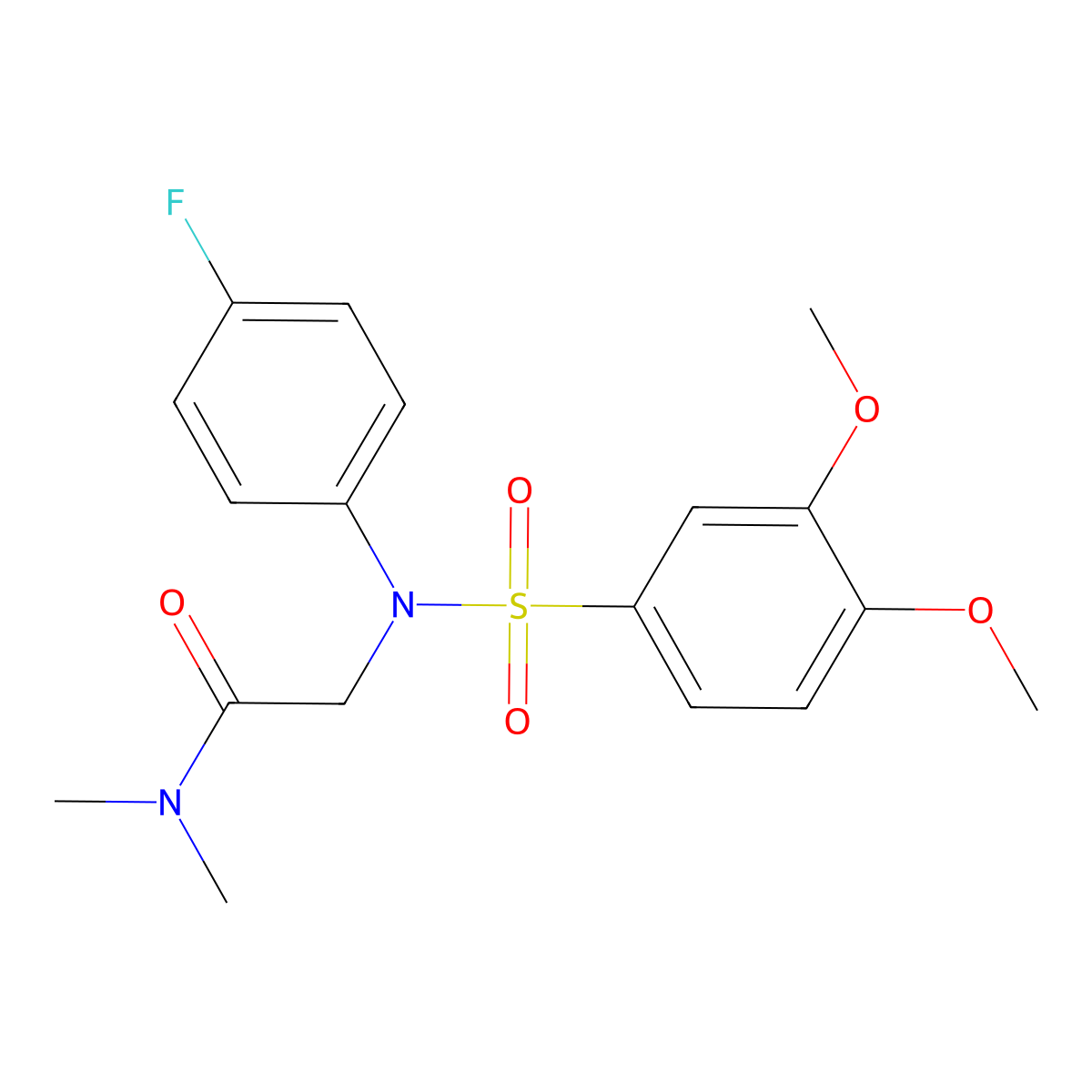 2-(N-(3,4-dimethoxyphenyl)sulfonyl-4-fluoroanilino)-N,N-dimethylacetamide molecular structure, CAS 681001-14-9
