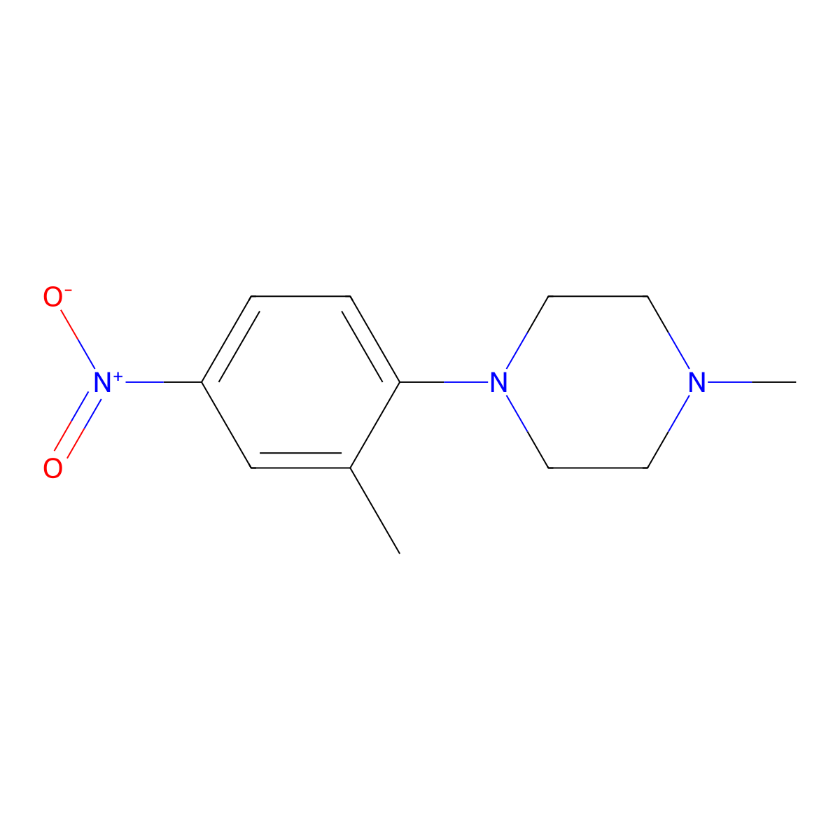 1-Methyl-4-(2-methyl-4-nitrophenyl)piperazine molecular structure, CAS 681004-49-9