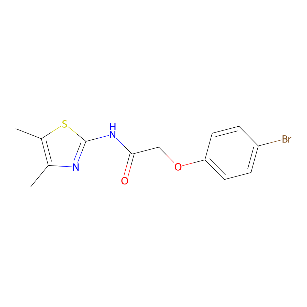 2-(4-bromophenoxy)-N-(4,5-dimethyl-1,3-thiazol-2-yl)acetamide molecular structure, CAS 681005-11-8