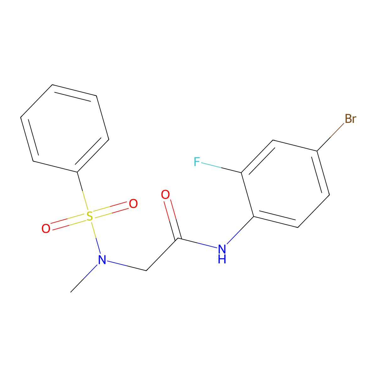 2-[benzenesulfonyl(methyl)amino]-N-(4-bromo-2-fluorophenyl)acetamide molecular structure, CAS 681005-54-9