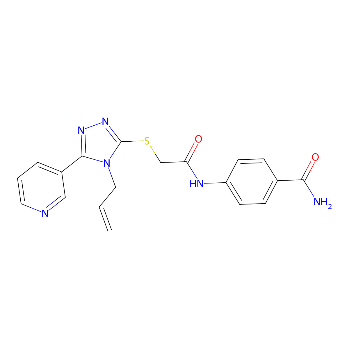 4-[2-(4-Prop-2-enyl-5-(3-pyridyl)-1,2,4-triazol-3-ylthio)acetylamino]benzamide molecular structure, CAS 681005-78-7
