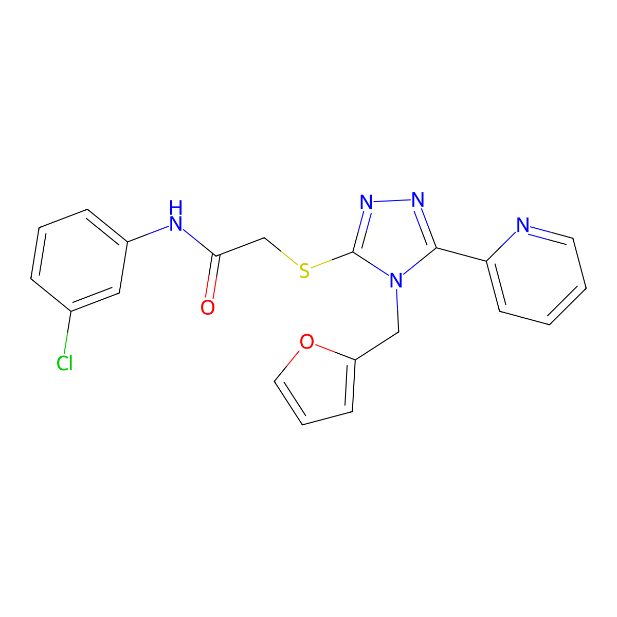 N-(3-chlorophenyl)-2-{[4-(furan-2-ylmethyl)-5-(pyridin-2-yl)-4H-1,2,4-triazol-3-yl]sulfanyl}acetamide molecular structure, CAS 681007-48-7