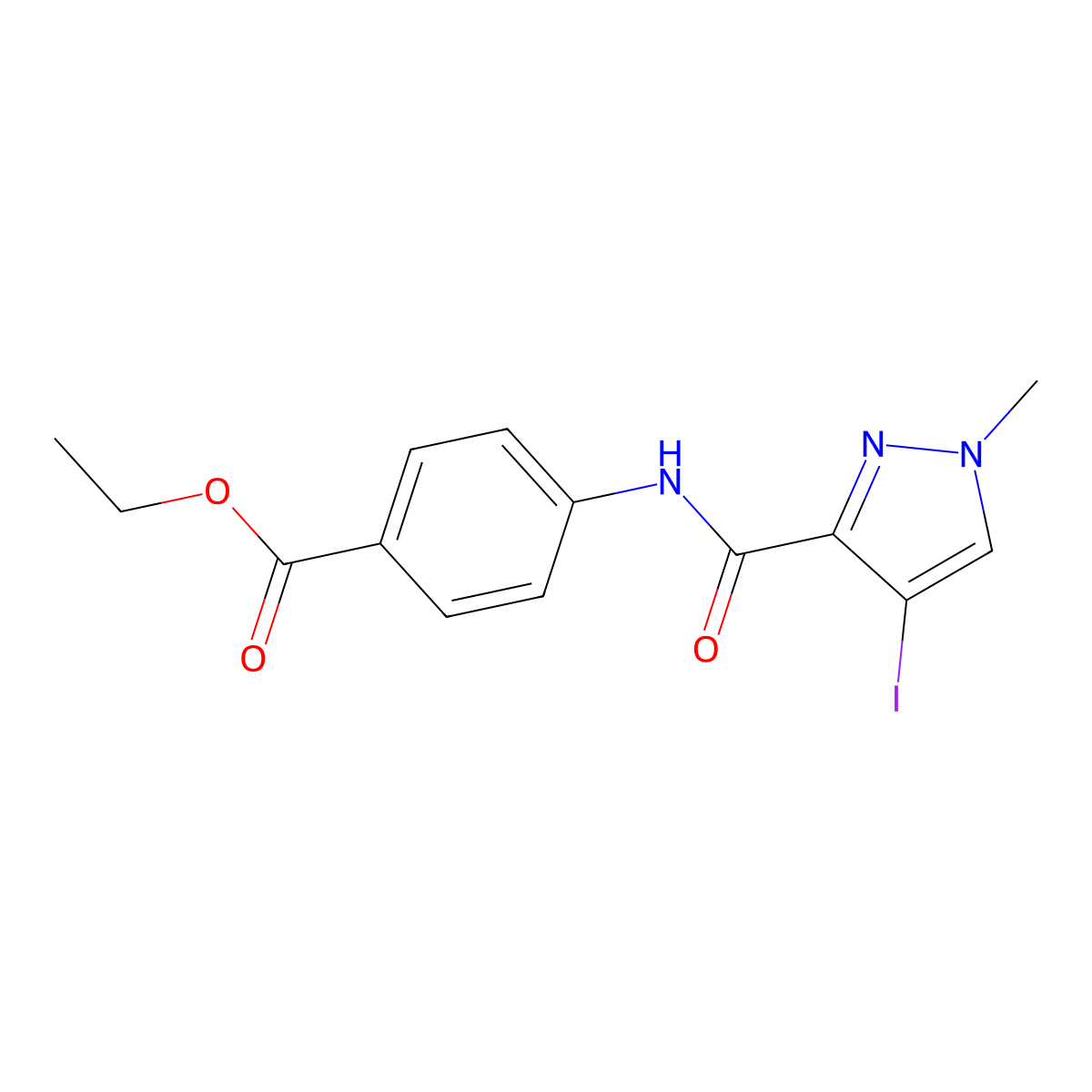 ethyl 4-{[(4-iodo-1-methyl-1H-pyrazol-3-yl)carbonyl]amino}benzenecarboxylate molecular structure, CAS 681015-24-7