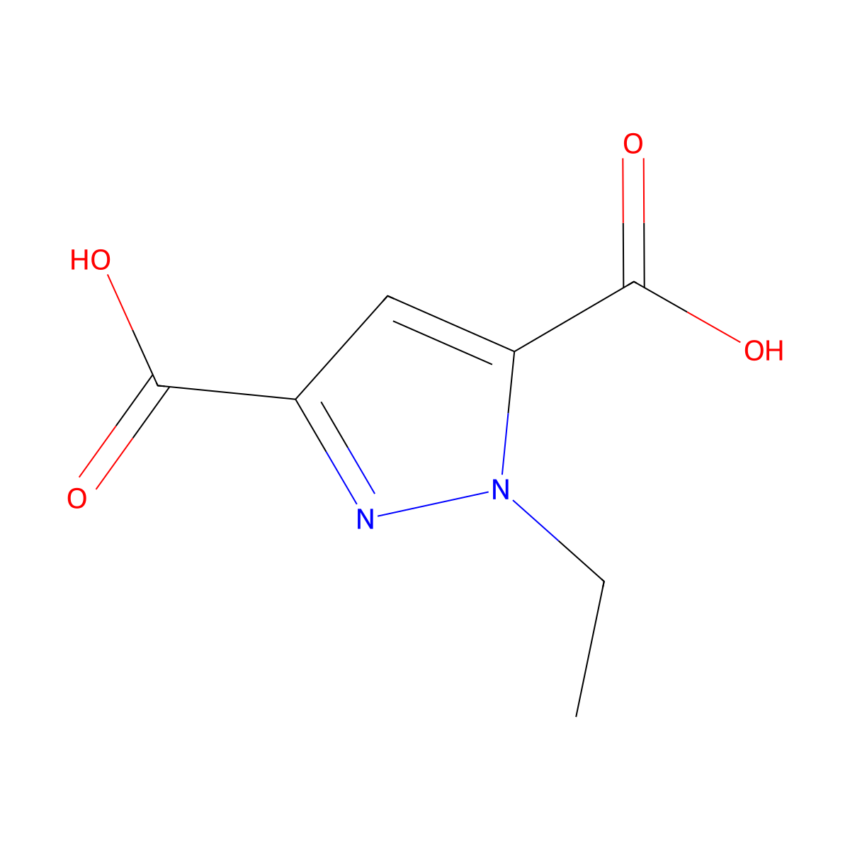 1-Ethyl-1H-pyrazole-3,5-dicarboxylic acid molecular structure, CAS 681015-26-9
