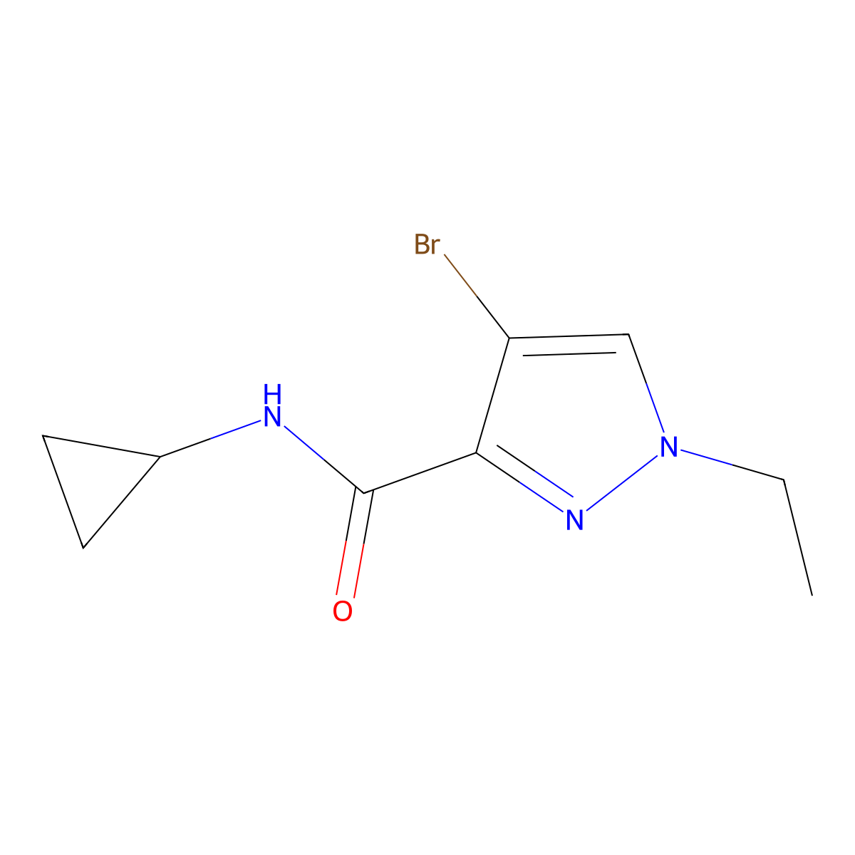 1H-Pyrazole-3-carboxamide, 4-bromo-N-cyclopropyl-1-ethyl- molecular structure, CAS 681015-53-2