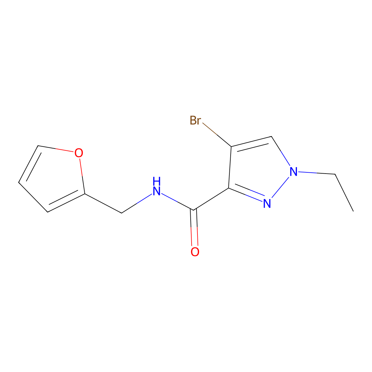 4-bromo-1-ethyl-N-(2-furylmethyl)-1H-pyrazole-3-carboxamide molecular structure, CAS 681015-58-7