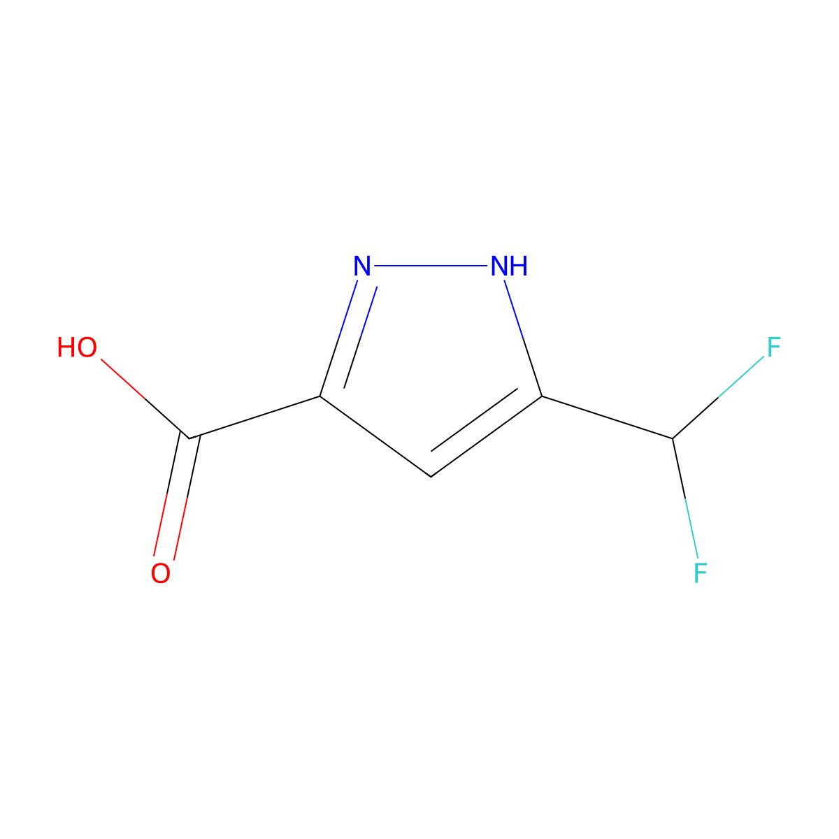 5-(difluoromethyl)-1H-pyrazole-3-carboxylic acid molecular structure, CAS 681034-51-5
