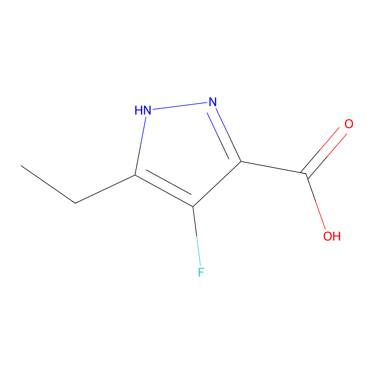 5-ethyl-4-fluoro-1H-pyrazole-3-carboxylic acid molecular structure, CAS 681034-63-9