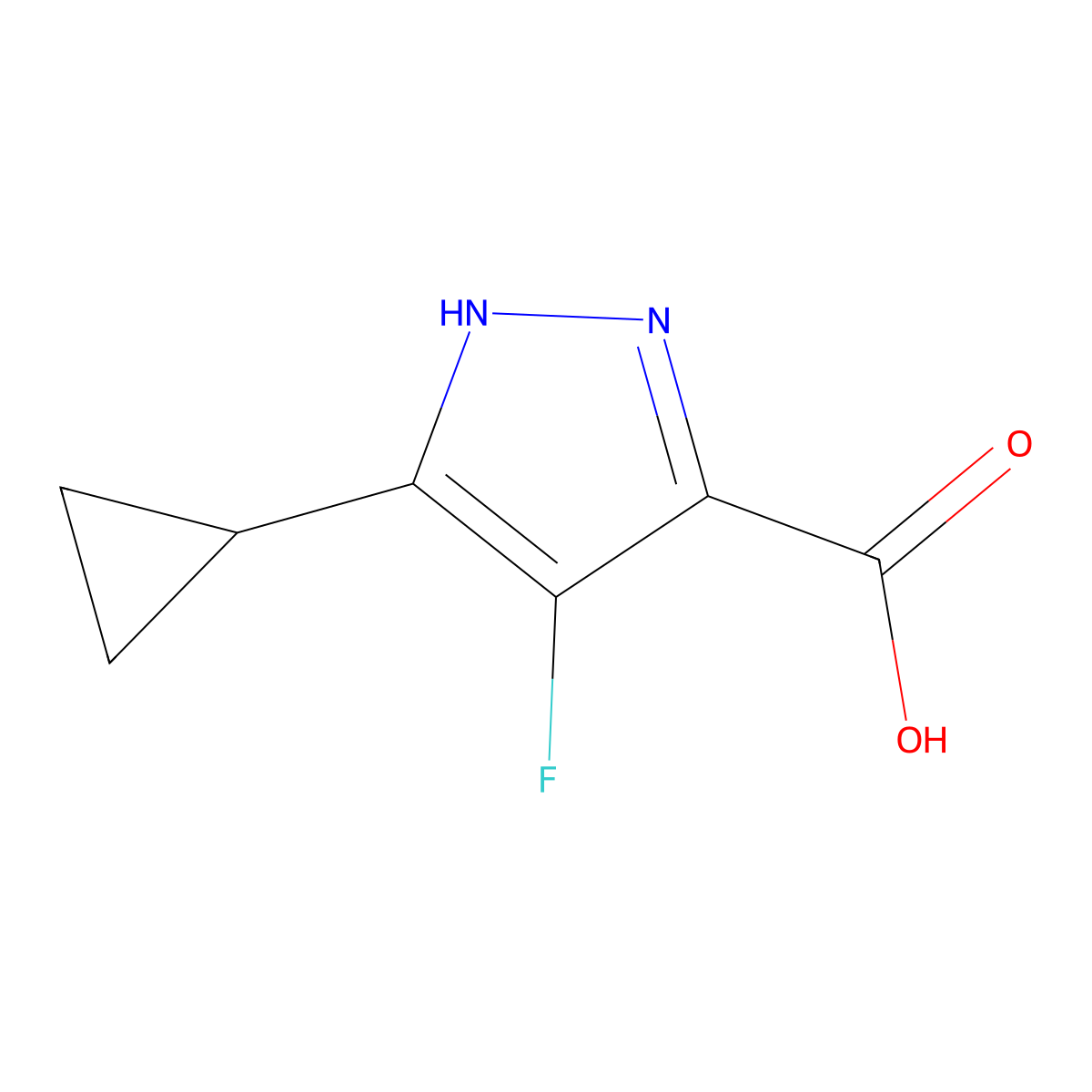 5-cyclopropyl-4-fluoro-1H-pyrazole-3-carboxylic acid molecular structure, CAS 681034-74-2