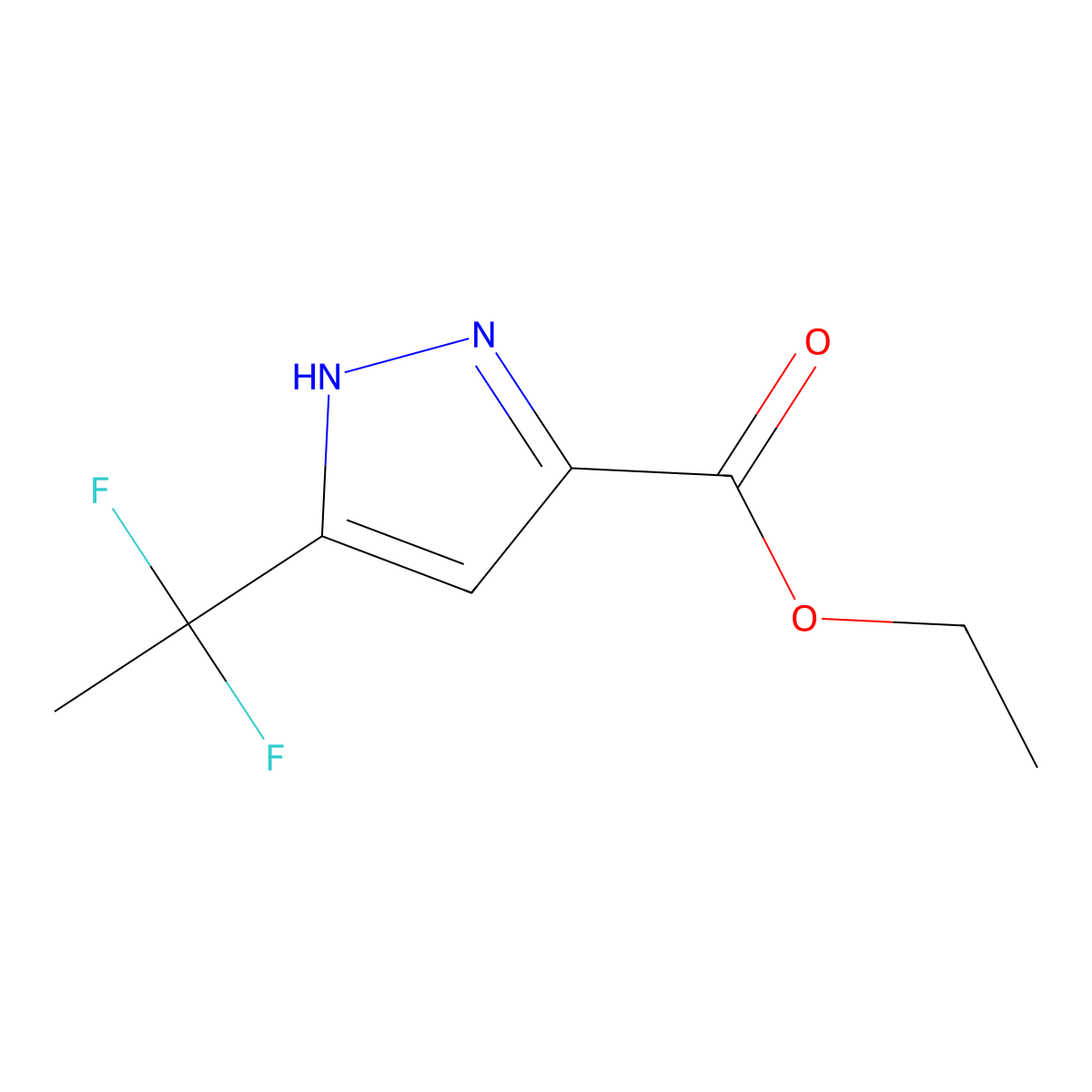ethyl 5-(1,1-difluoroethyl)-1H-pyrazole-3-carboxylate molecular structure, CAS 681034-84-4