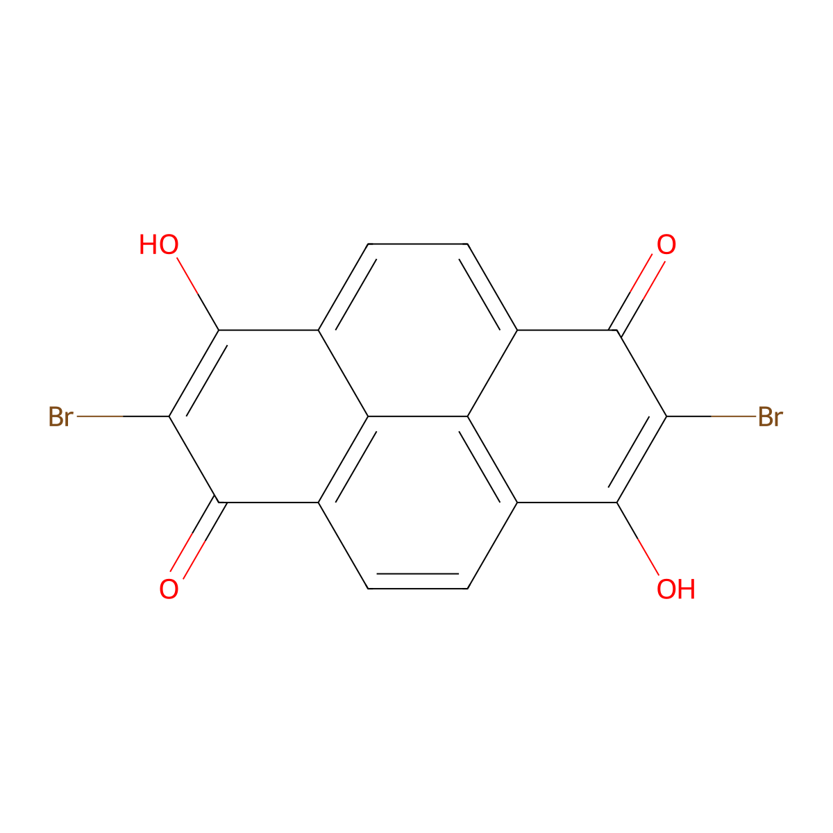 1,8-Pyrenedione, 2,7-dibromo-3,6-dihydroxy- molecular structure, CAS 68109-93-3