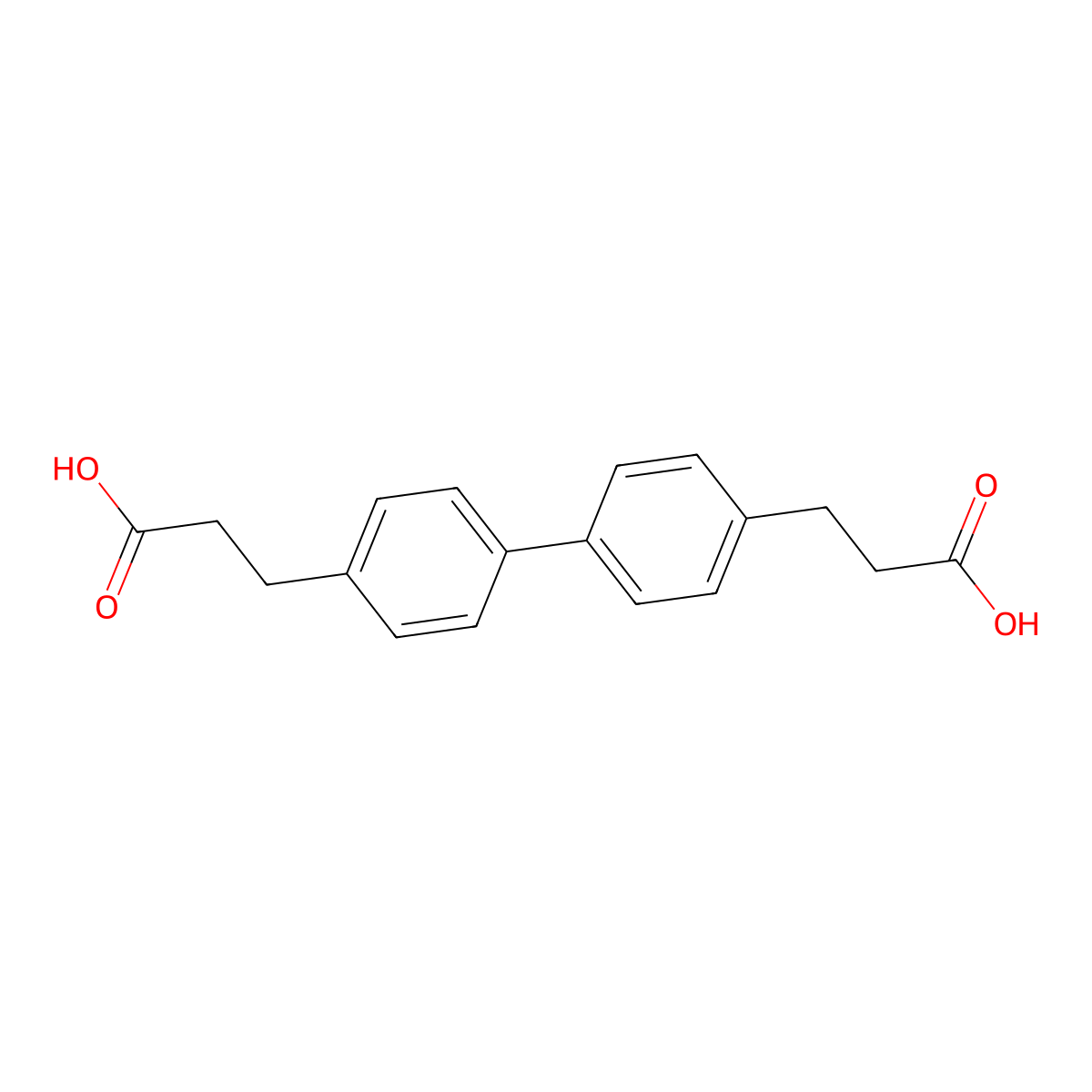 3,3 inverted exclamation mark-([1,1 inverted exclamation mark-Biphenyl]-4,4 inverted exclamation mark-diyl)dipropionic Acid molecular structure, CAS 6811-54-7
