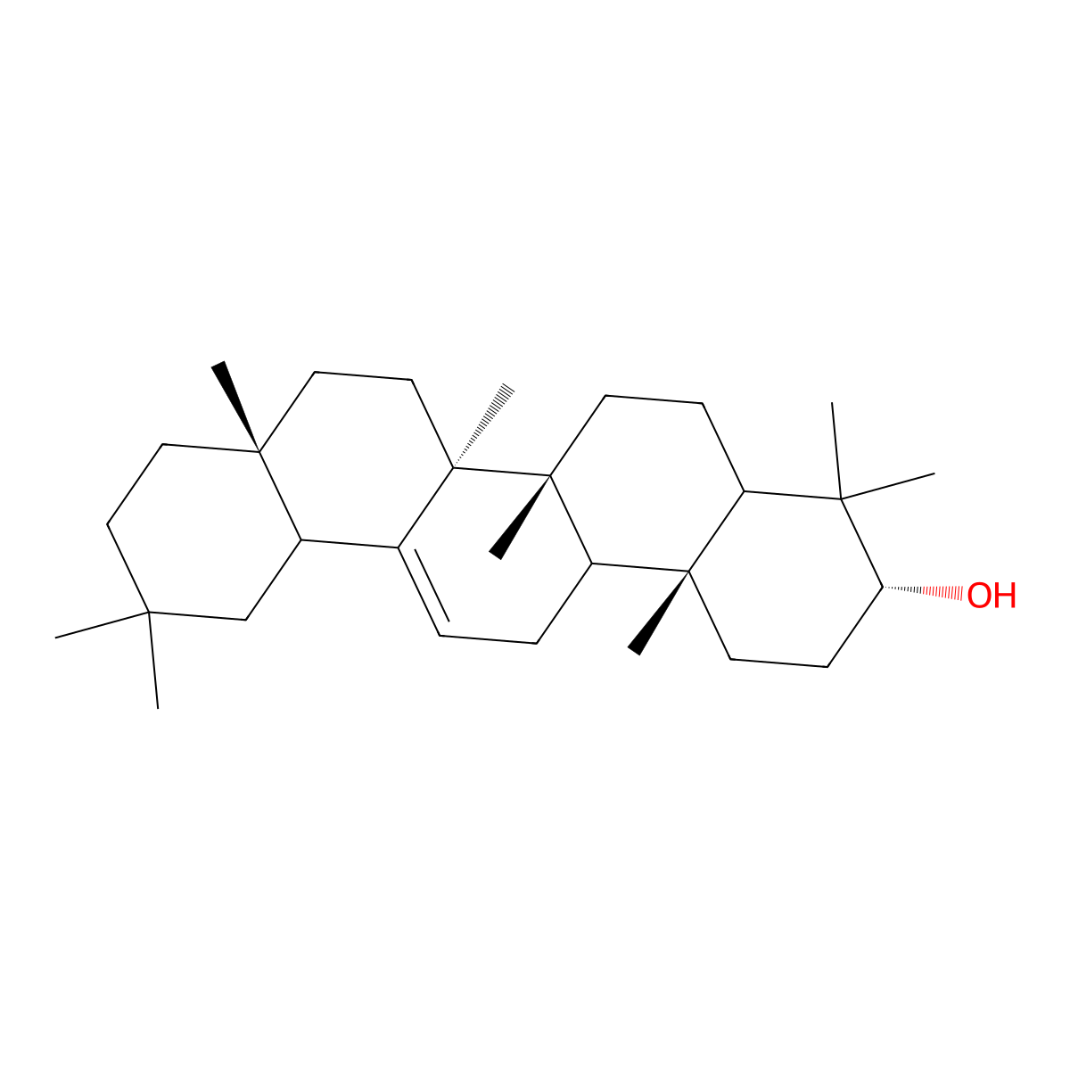 (3R,6aR,6bS,8aR,14bR)-4,4,6a,6b,8a,11,11,14b-octamethyl-1,2,3,4a,5,6,7,8,9,10,12,12a,14,14a-tetradecahydropicen-3-ol molecular structure, CAS 6811-63-8