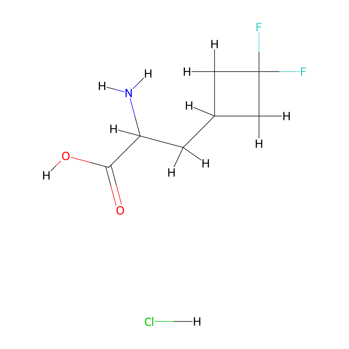 2-Amino-3-(3,3-difluorocyclobutyl)propanoic acid hydrochloride molecular structure, CAS 681128-42-7
