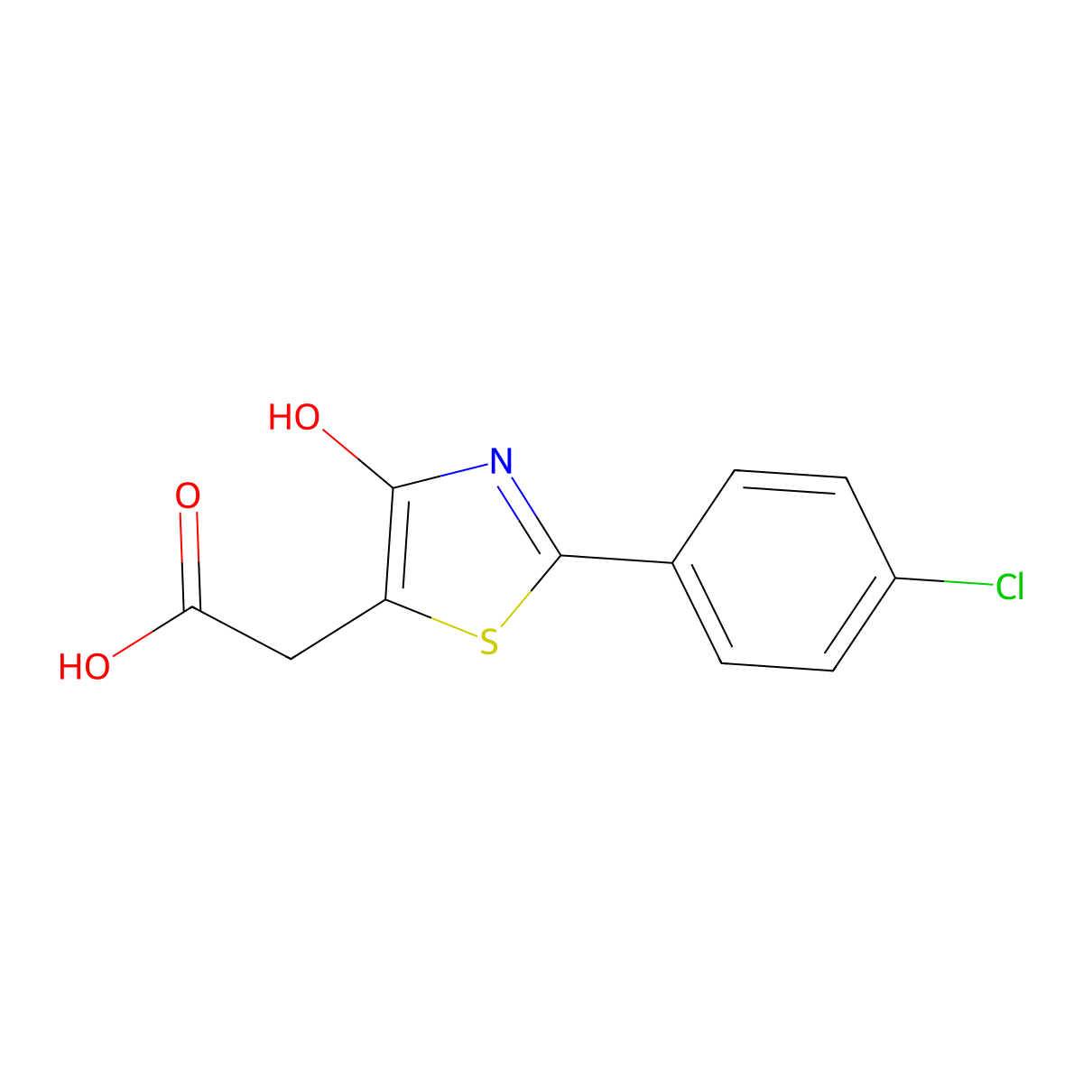 2-(2-(4-Chlorophenyl)-4-hydroxythiazol-5-yl)acetic acid molecular structure, CAS 681136-68-5