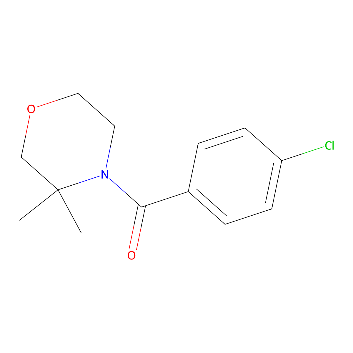 (4-Chlorophenyl)(3,3-dimethylmorpholino)methanone molecular structure, CAS 681136-69-6